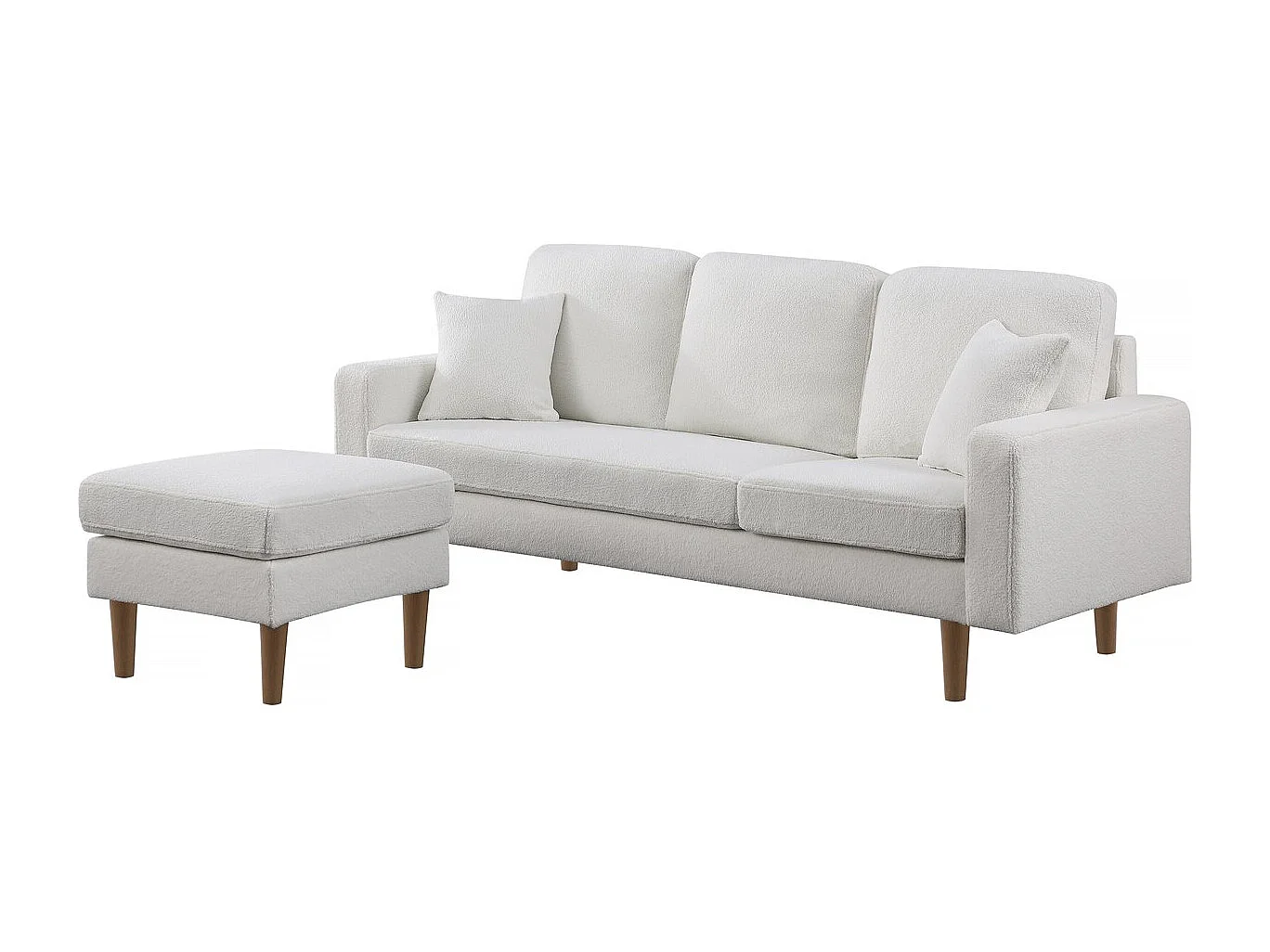 Bank hoekbank links rechts stoffen meubel "Gabby" - 3 zits - Wit