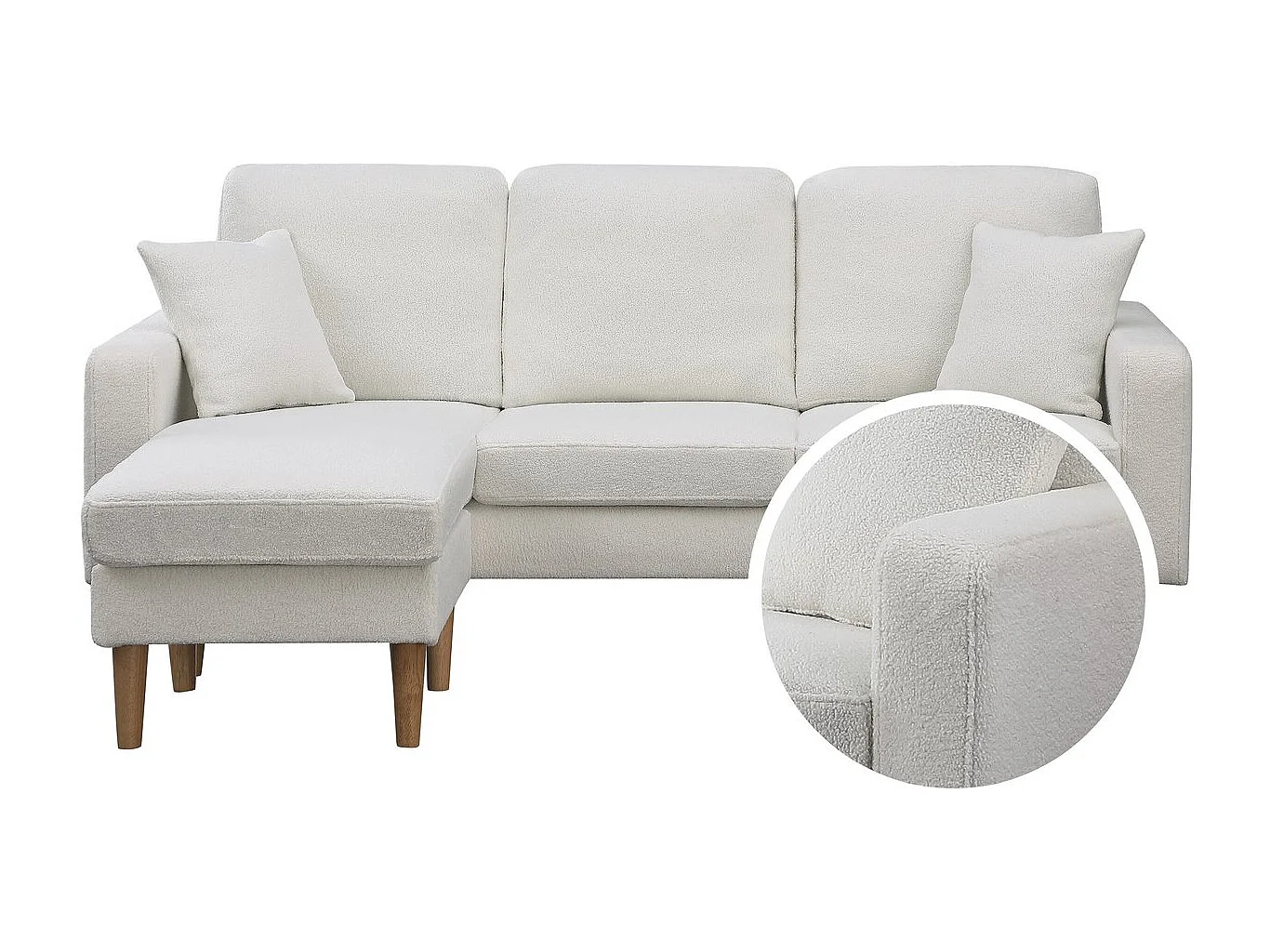 Bank hoekbank links rechts stoffen meubel "Gabby" - 3 zits - Wit