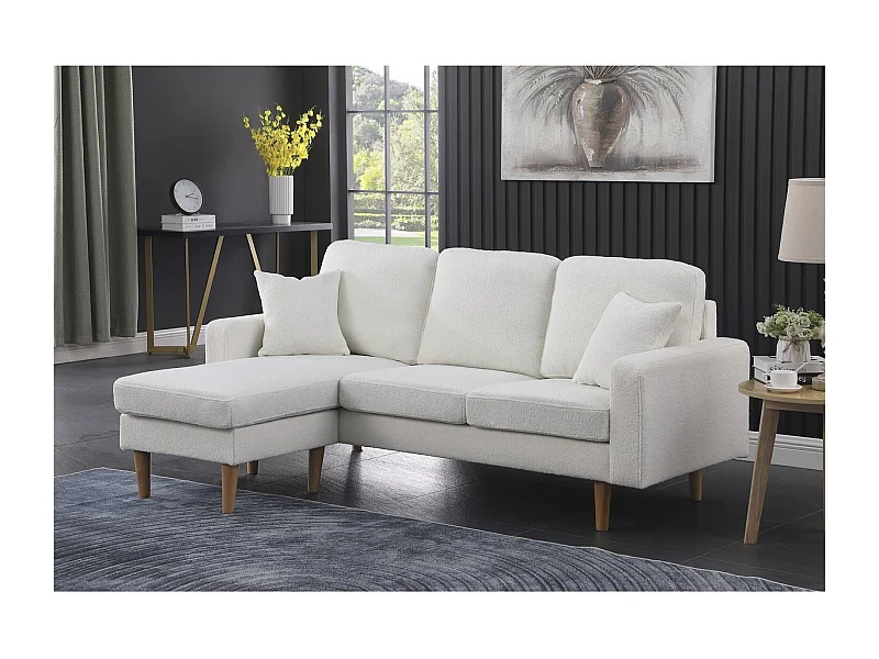 Canapé d'angle réversible en tissu "Gabby" - 3 places - Blanc