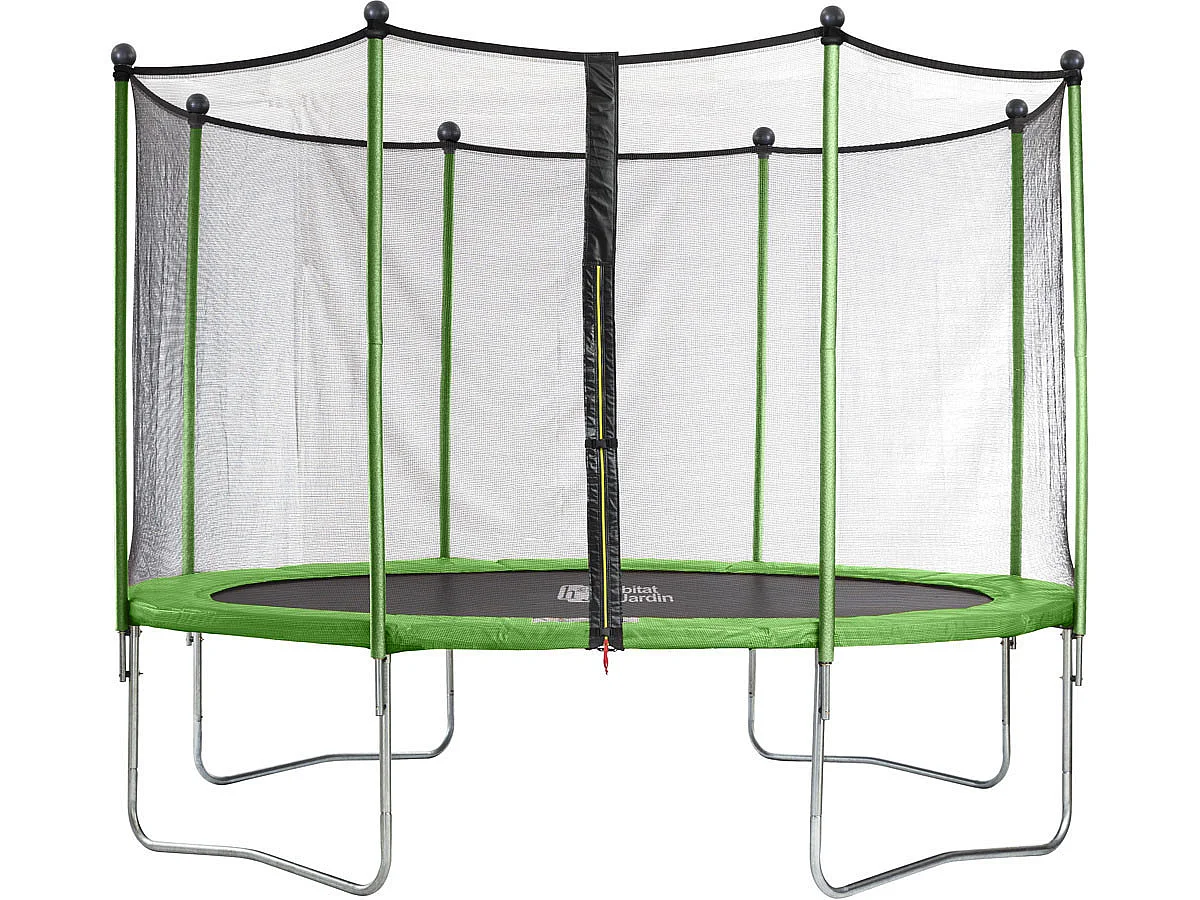 Trampoline "Yoopi 2" - Ø 4.25 m - Avec filet + échelle + couverture + kit d'ancrage