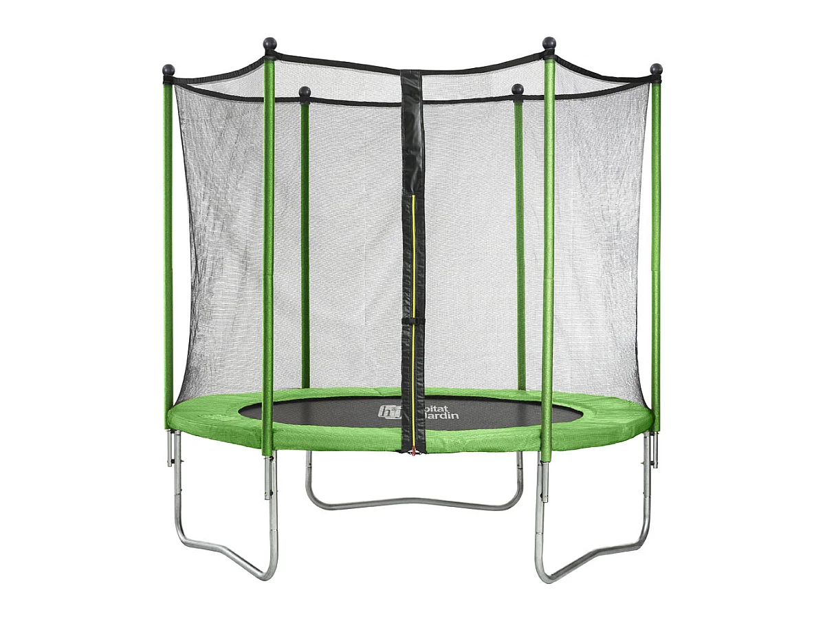 Trampoline "Yoopi" - Ø 3.05 m - Avec filet + échelle + couverture + kit d'ancrage