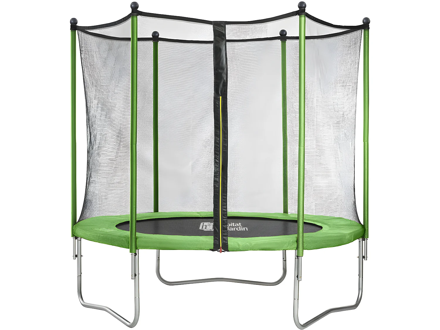 Trampoline "Yoopi" - Ø 2.44 m - Avec filet + échelle + couverture + kit d'ancrage