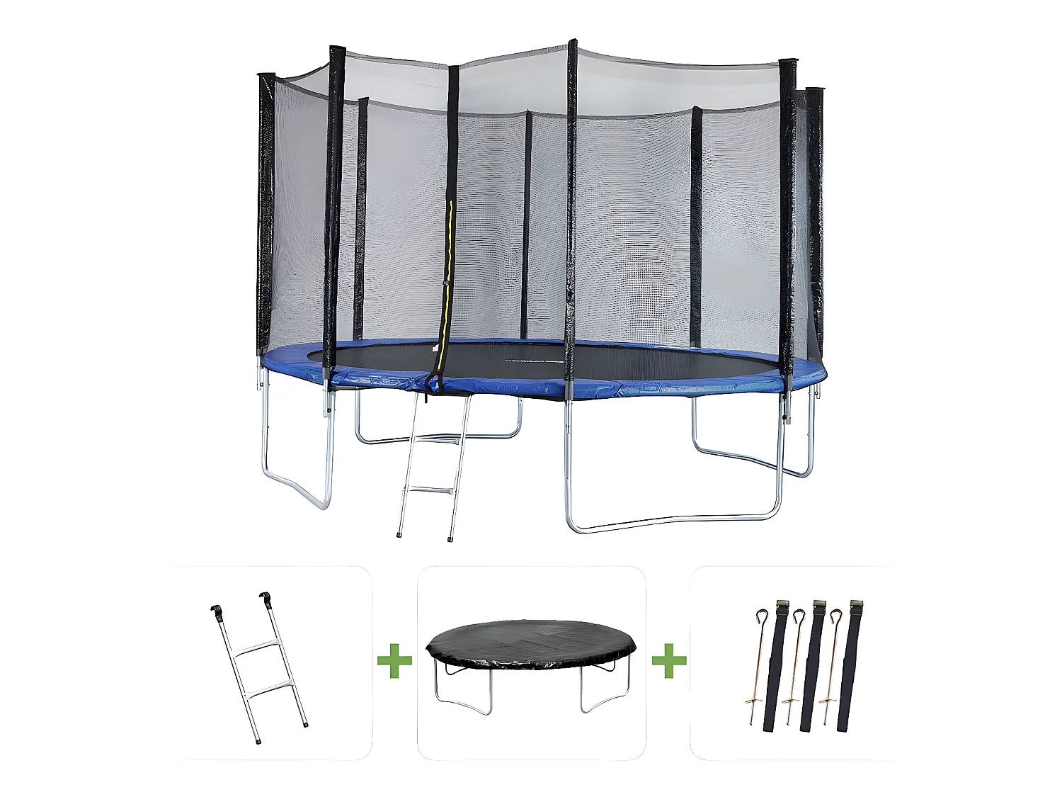 Trampoline "Joycy" - Ø 4,27 m - Avec Filet + échelle + couverture + kit d'ancrage