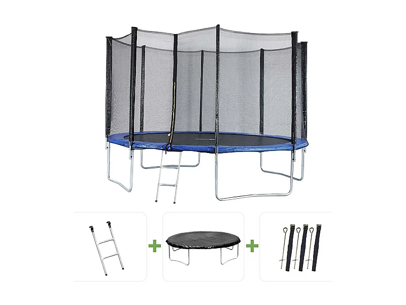Trampolin "Joycy" - Ø 4,27 m - Mit Netz + Leiter + Abdeckung + Befestigungsset