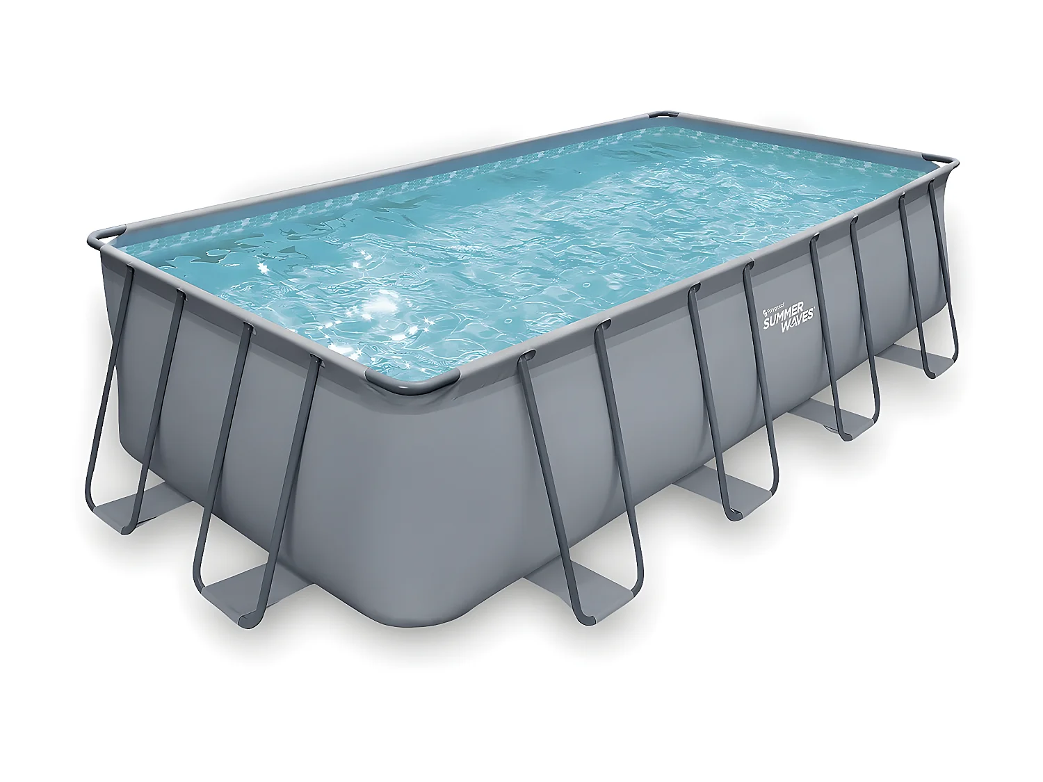 Piscine tubulaire grise - "LUDO 2" - 4,01 x 2,01 x 1,22 m - filtration à sable 2.5 m³/h