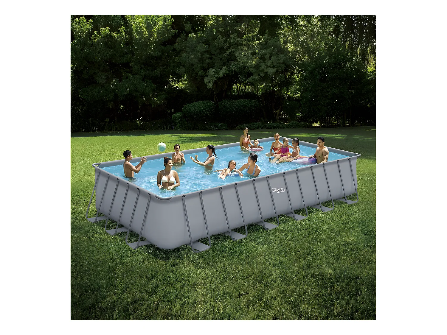 Zwembad opzetzwembad grijs - "LUDO 5" - 732 x 366 x 132 cm - Filtratiesysteem zwembad zandfilter 5,7 m³/uur