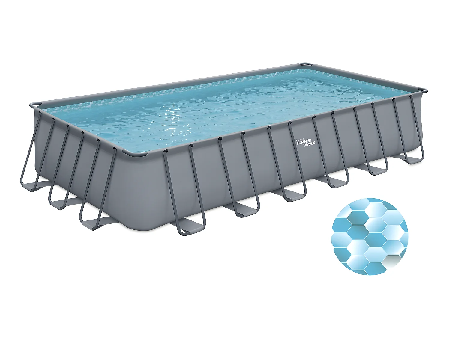 Zwembad opzetzwembad grijs - "LUDO 5" - 732 x 366 x 132 cm - Filtratiesysteem zwembad zandfilter 5,7 m³/uur