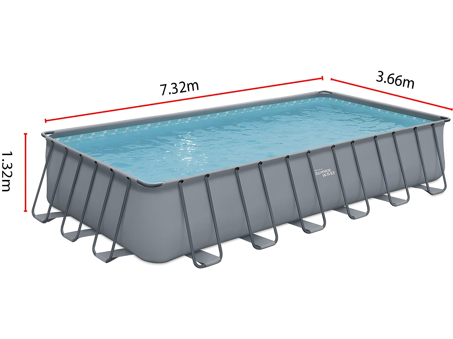 Zwembad opzetzwembad grijs - "LUDO 5" - 732 x 366 x 132 cm - Filtratiesysteem zwembad zandfilter 5,7 m³/uur