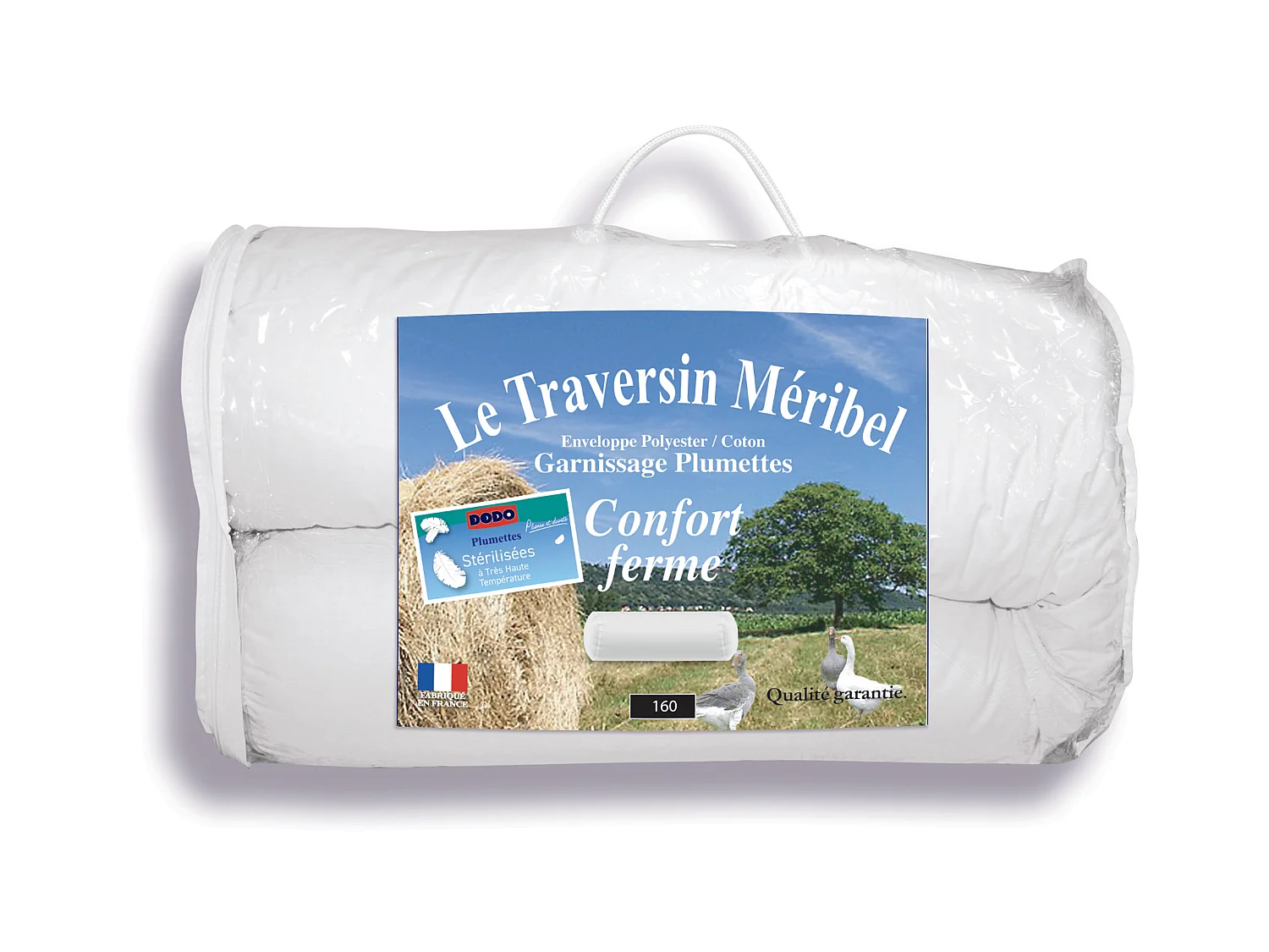 Traversin DODO naturel ferme à plumes - L.160 x P.23 cm -  MERIBEL