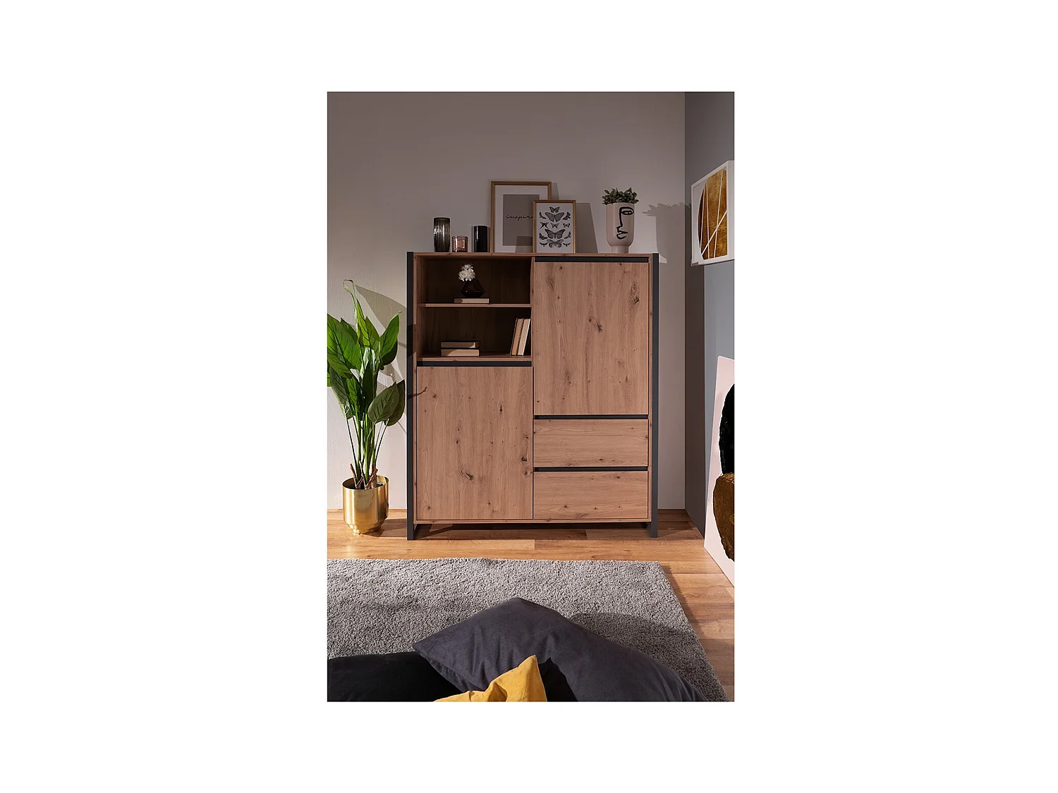 Buffet haut 2 portes 2 tiroirs L120 cm - DENVER