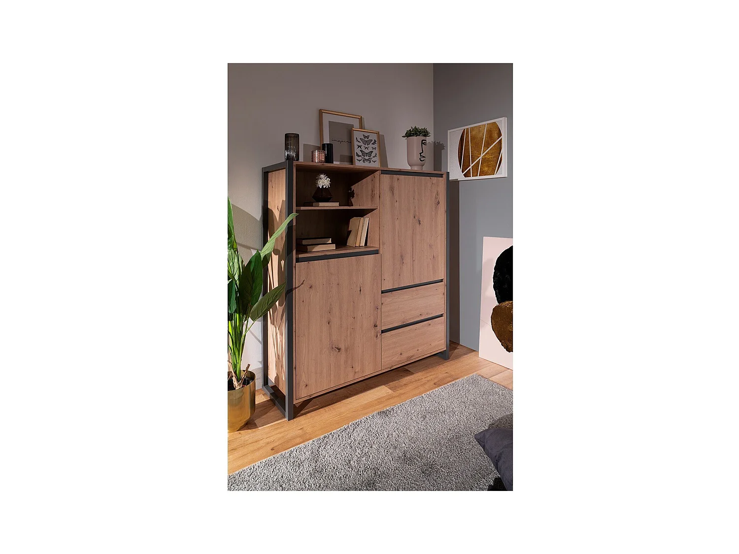 Buffet haut 2 portes 2 tiroirs L120 cm - DENVER