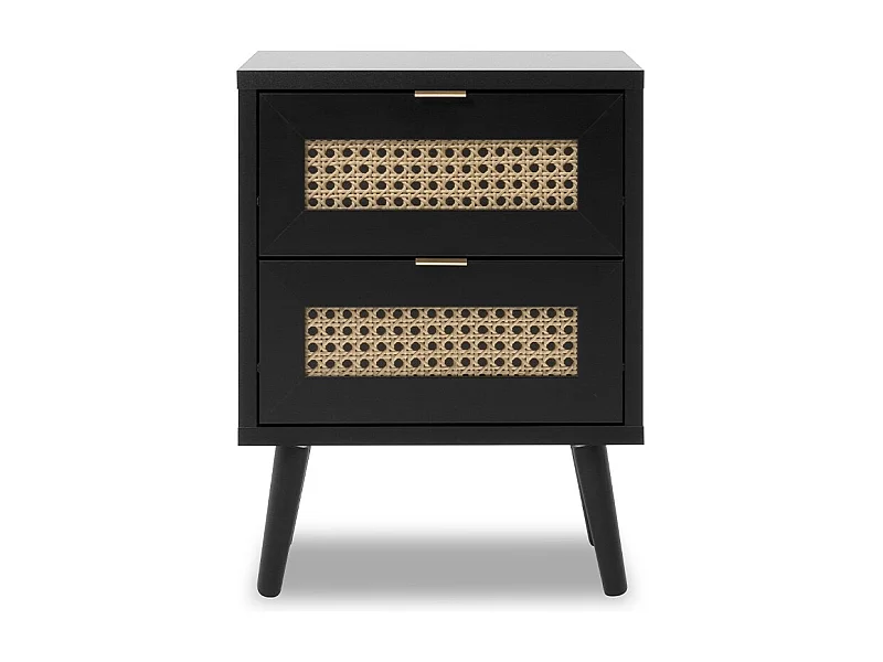 Comodino con 2 cassetti, stampa impagliatura - L40 x H52 cm