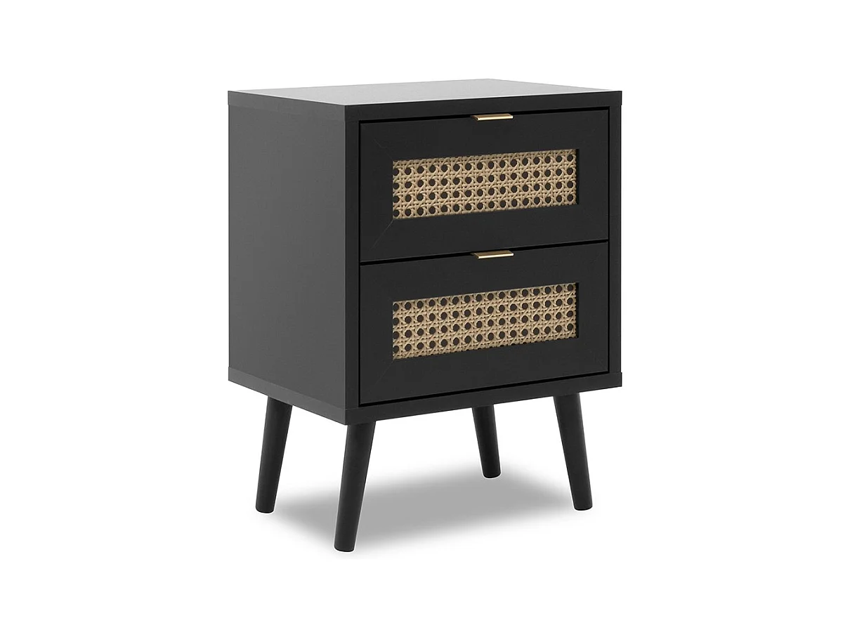 Comodino con 2 cassetti, stampa impagliatura - L40 x H52 cm