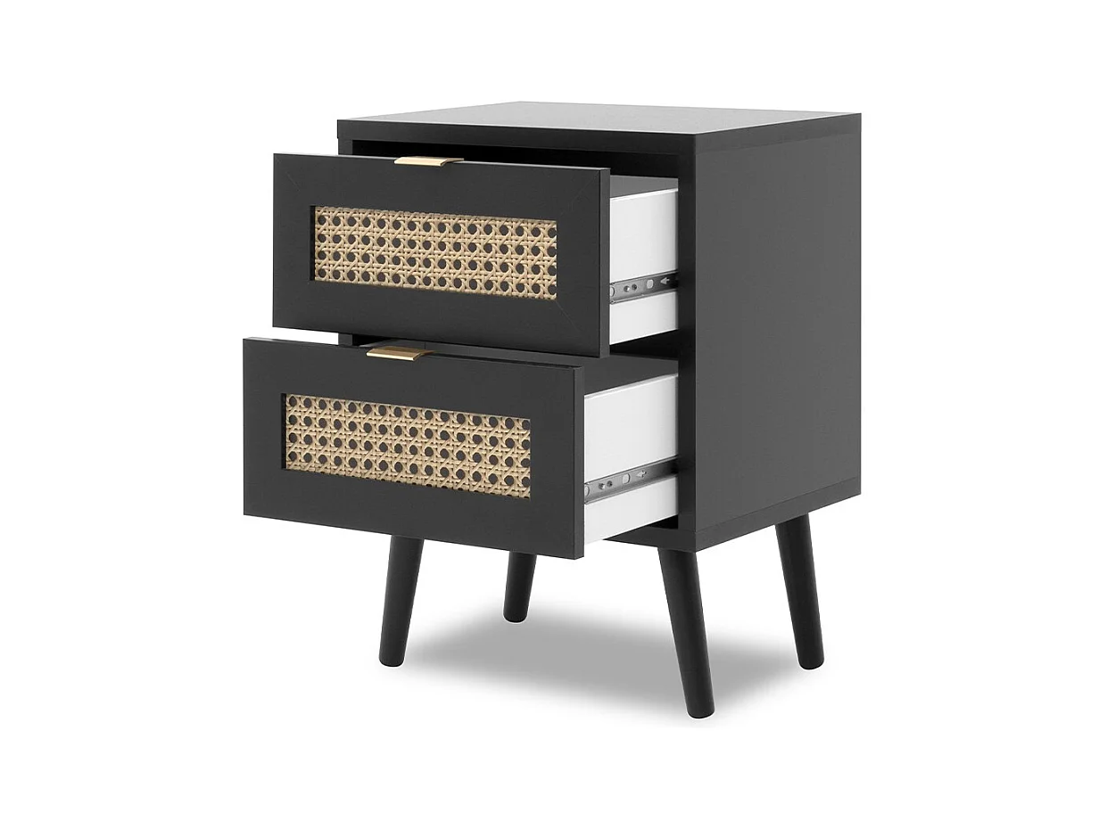 Comodino con 2 cassetti, stampa impagliatura - L40 x H52 cm