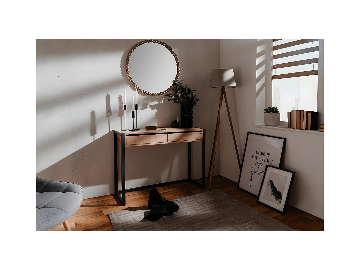 Konsolentisch Denver 44 Artisan-Eiche und Anthrazit