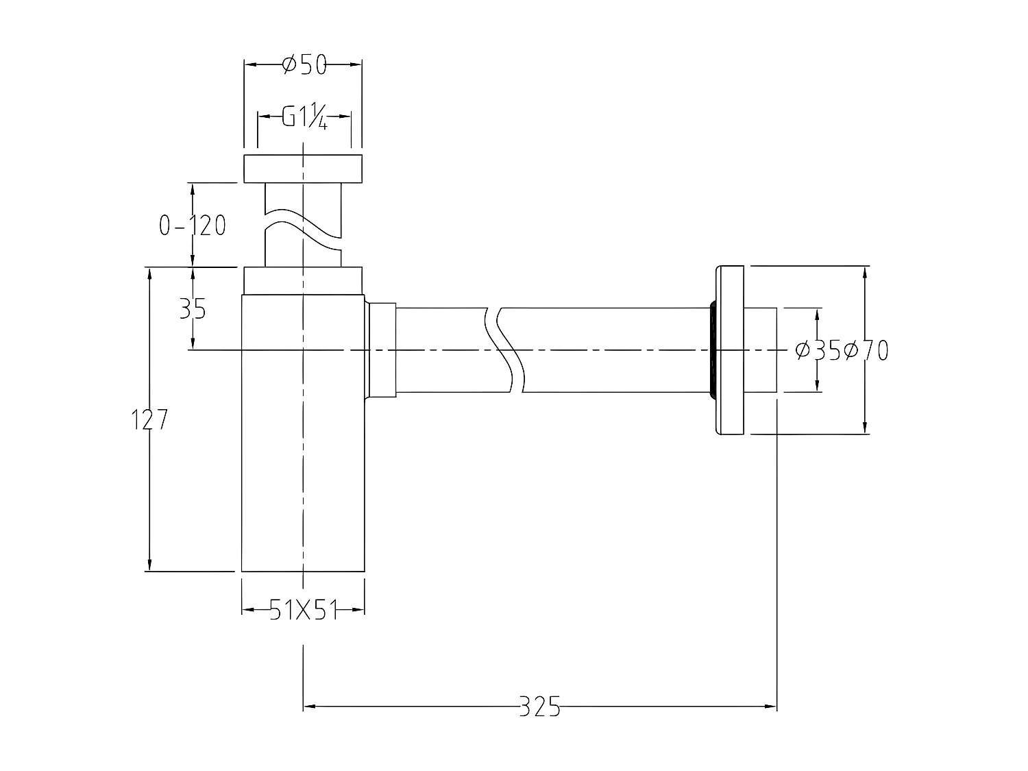 Siphon lavabo design finition or brossé