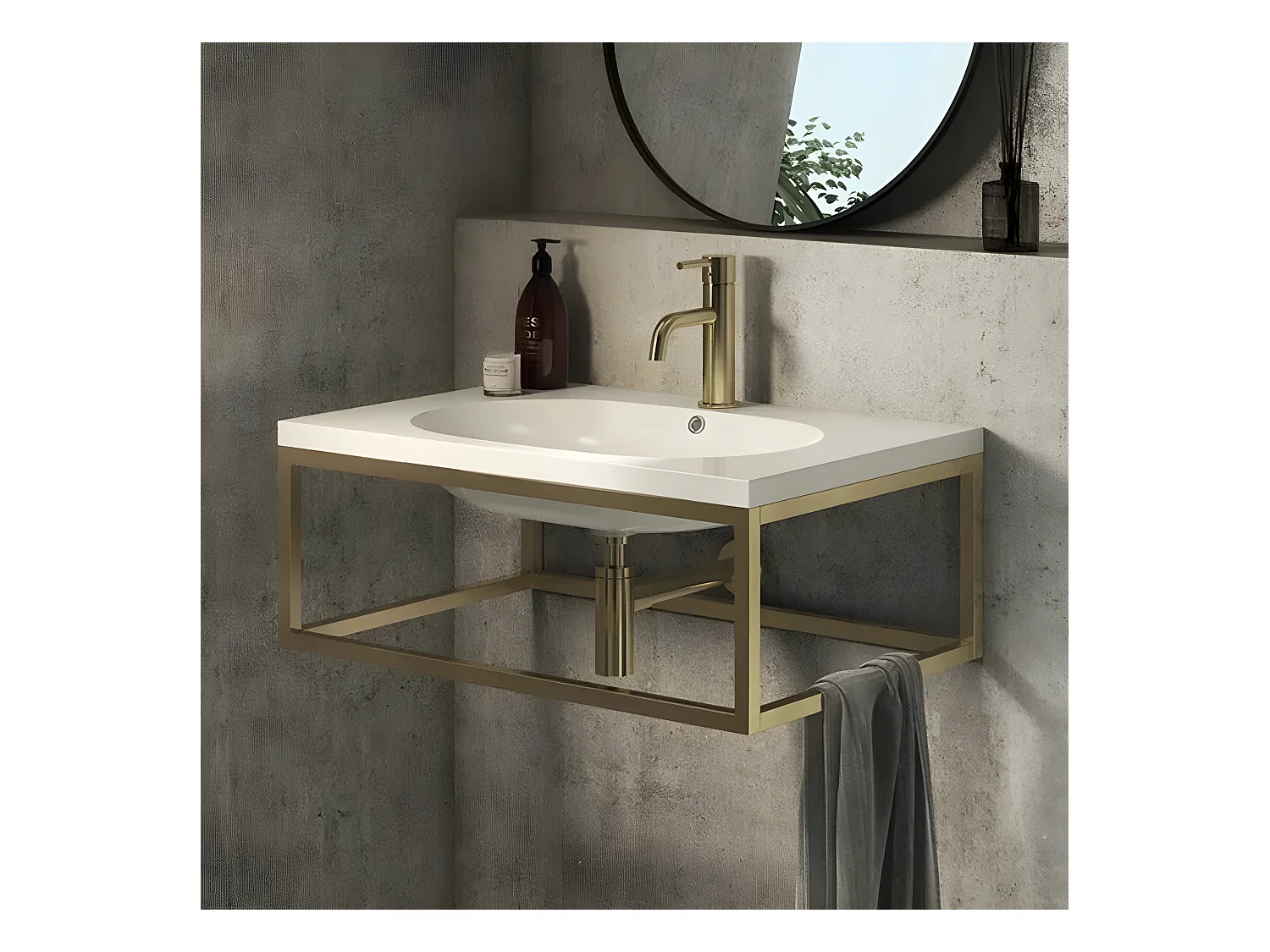 Siphon lavabo design finition or brossé