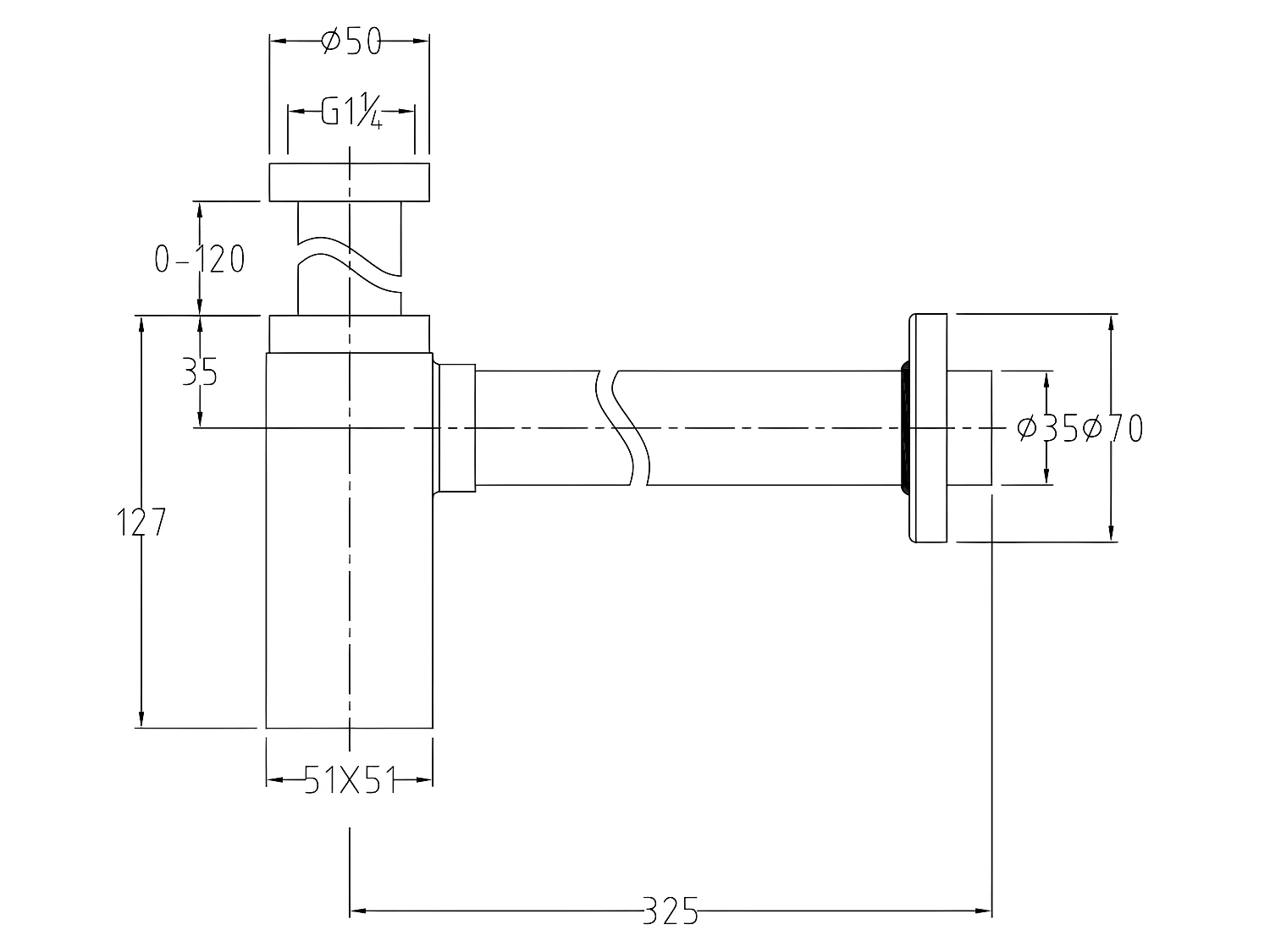 Siphon lavabo design finition or brossé