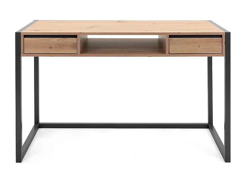 Scrivania a muro industriale a 2 cassetti L120 cm - Decorazione legno chiaro