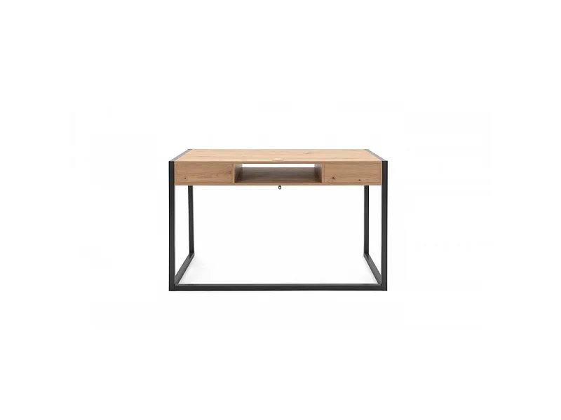 Scrivania a muro industriale a 2 cassetti L120 cm - Decorazione legno chiaro