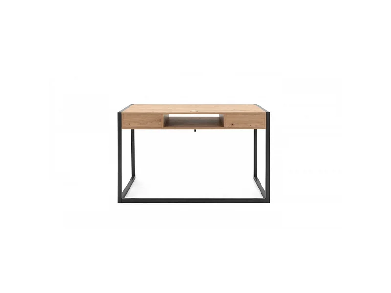 Scrivania a muro industriale a 2 cassetti L120 cm - Decorazione legno chiaro