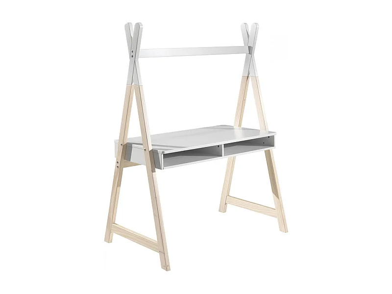 BODHI WHITE - Bureau Tipi avec Niches Blanc et Bois