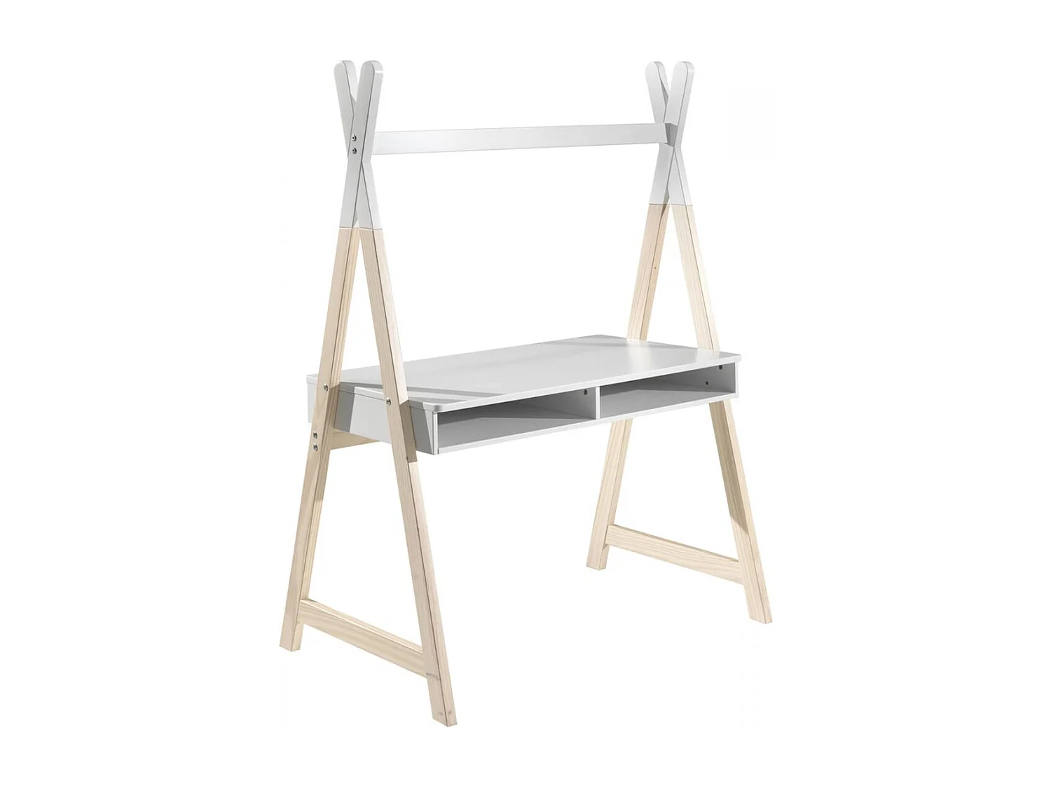 BODHI WHITE - Bureau Tipi avec Niches Blanc et Bois