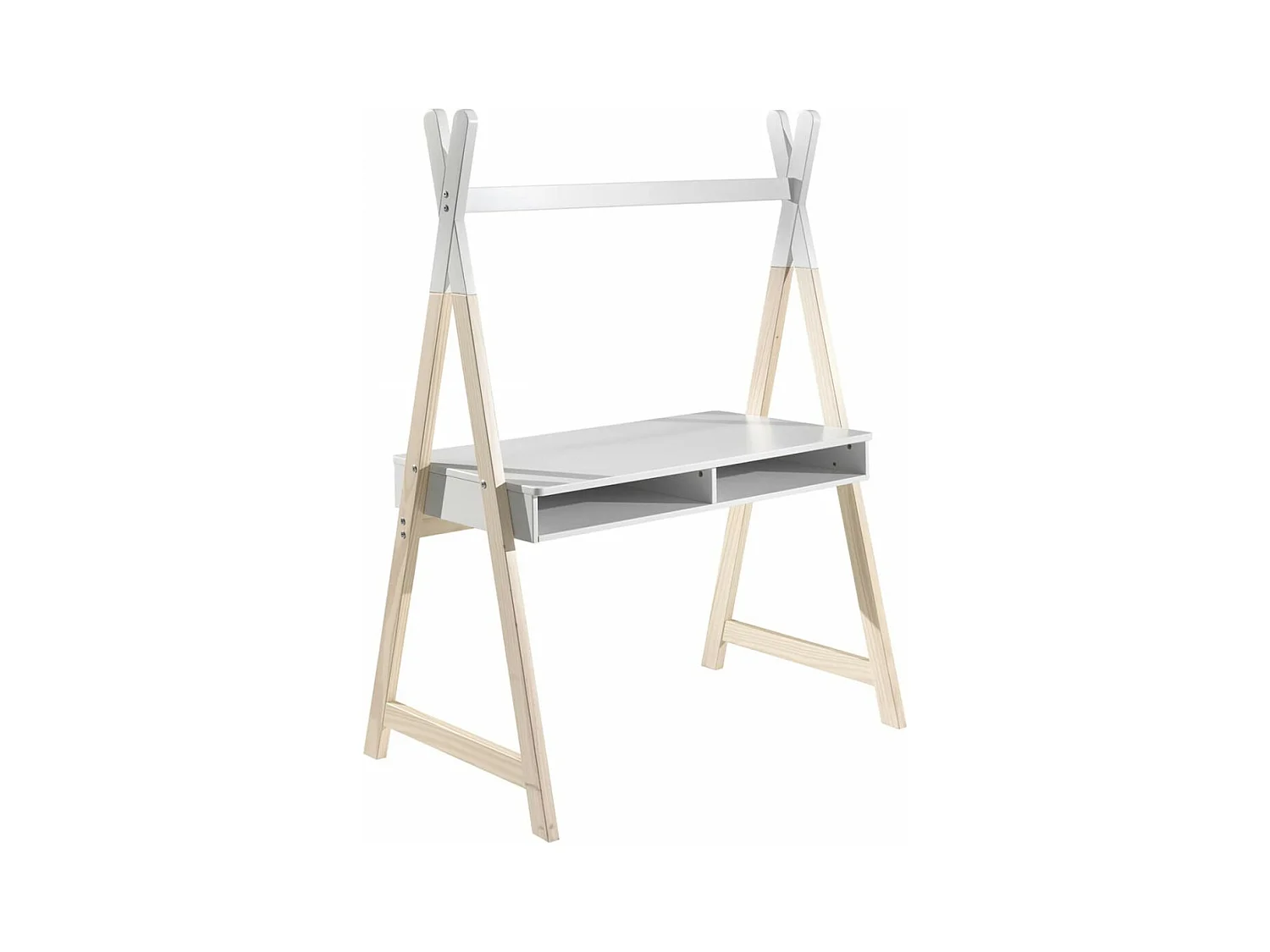 BODHI WHITE - Bureau Tipi avec Niches Blanc et Bois