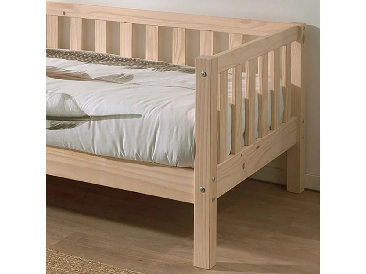 YAX - Lit Banquette 90x200cm en Pin Naturel