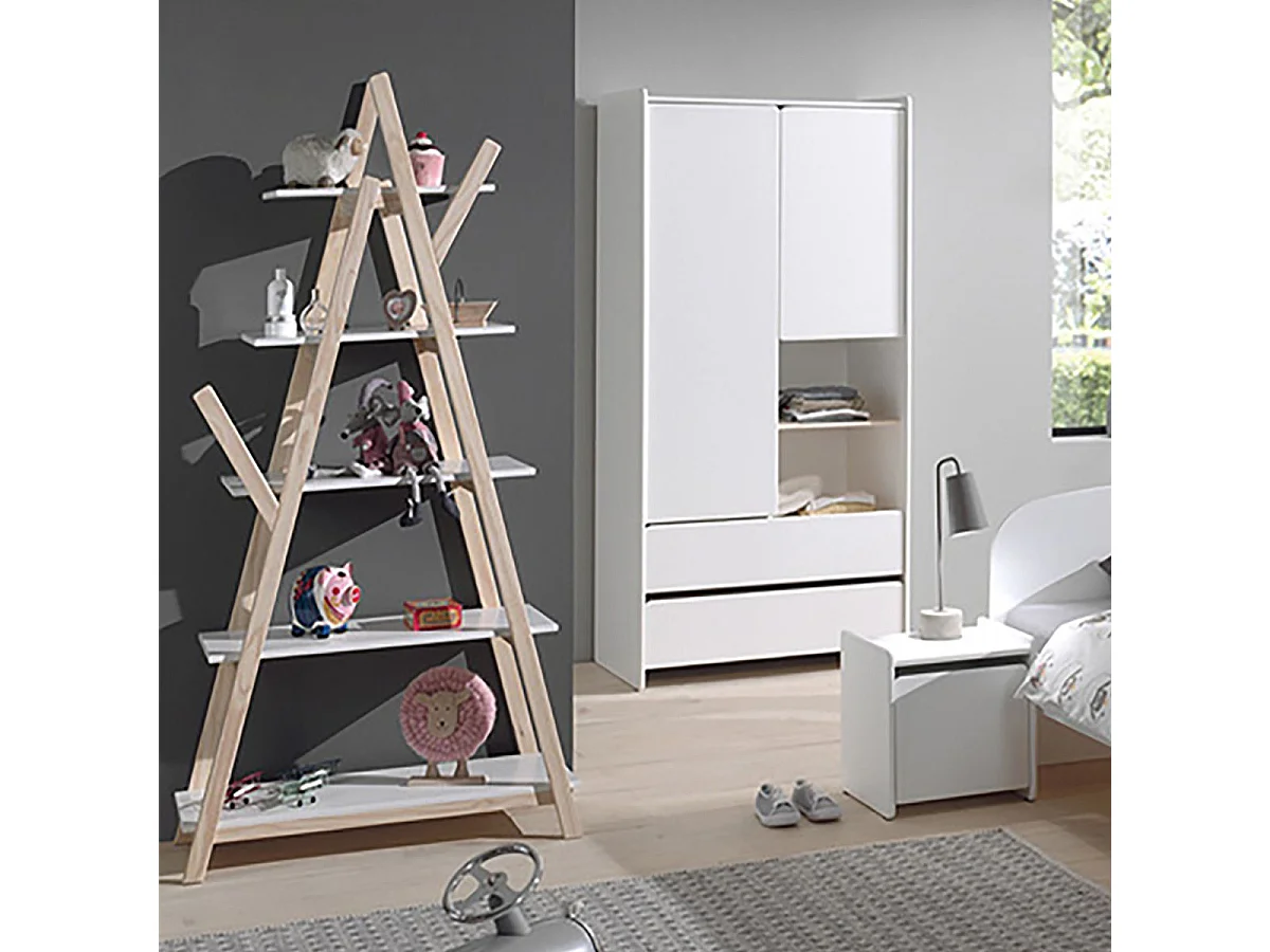 BODHI WHITE - Etagère Tipi Blanche et Bois 5 Niveaux