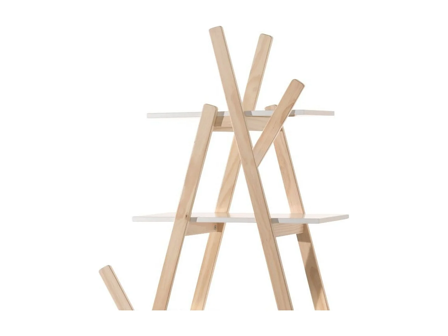 BODHI WHITE - Etagère Tipi Blanche et Bois 5 Niveaux