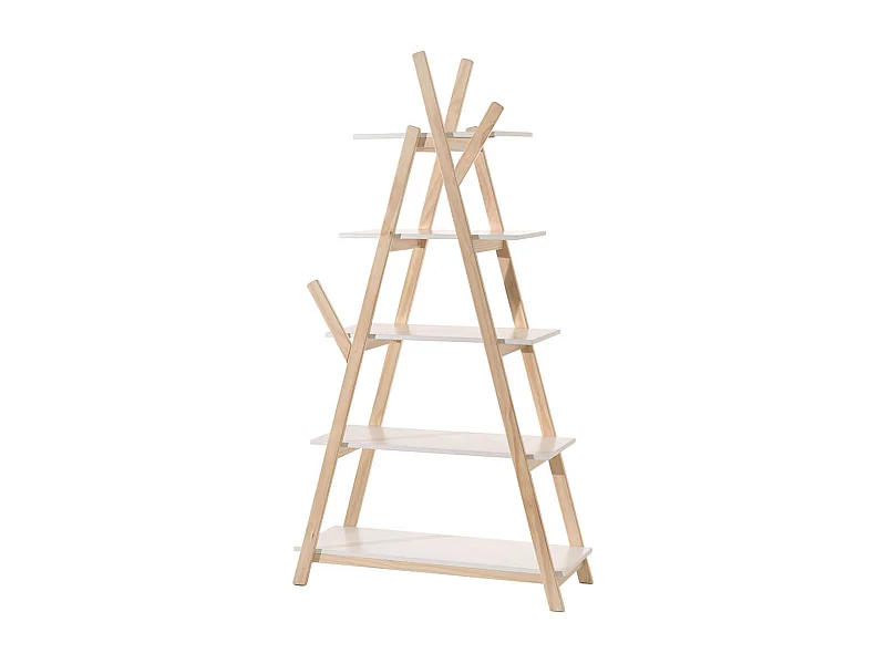 BODHI WHITE - Etagère Tipi Blanche et Bois 5 Niveaux