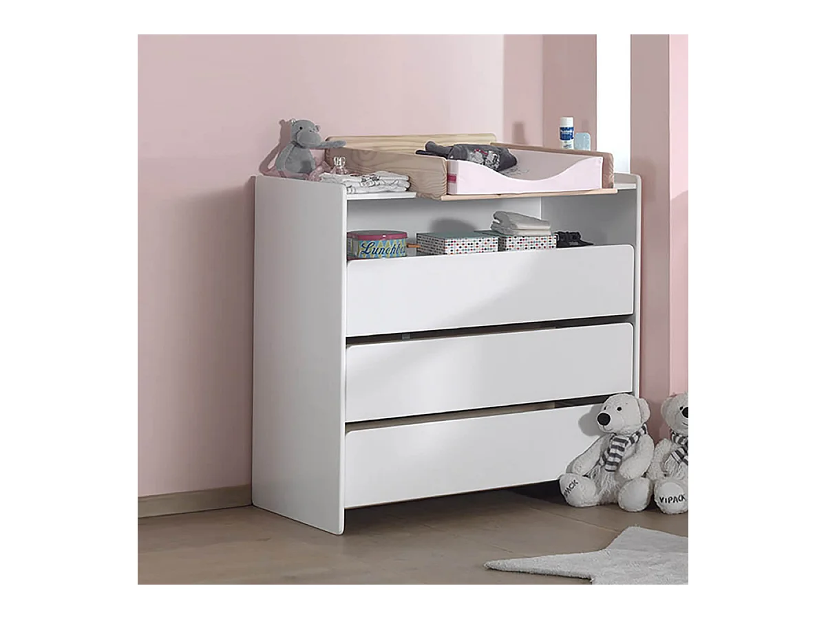 BODHI WHITE - Commode 3 Tiroirs et Niche Blanche