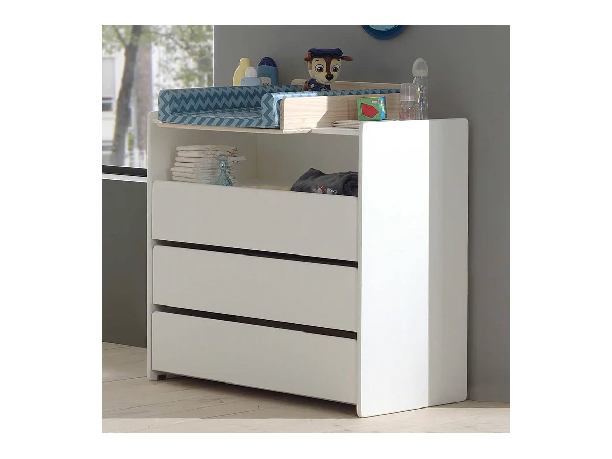 BODHI WHITE - Commode 3 Tiroirs et Niche Blanche