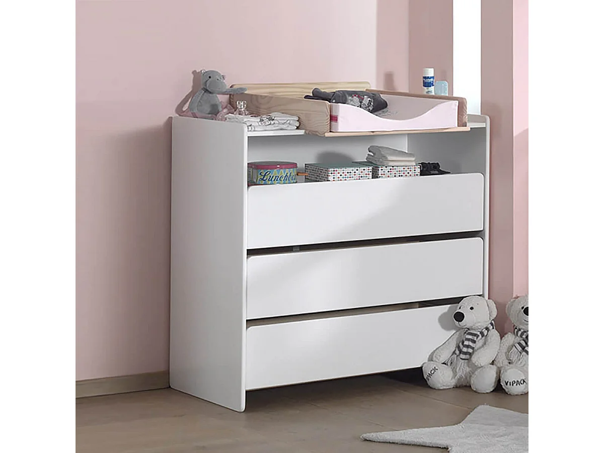 BODHI WHITE - Commode 3 Tiroirs et Niche Blanche