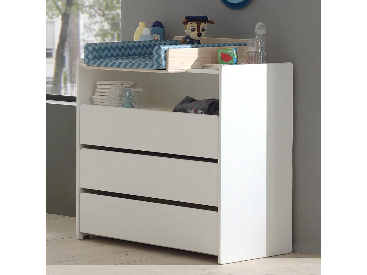 BODHI WHITE - Commode 3 Tiroirs et Niche Blanche