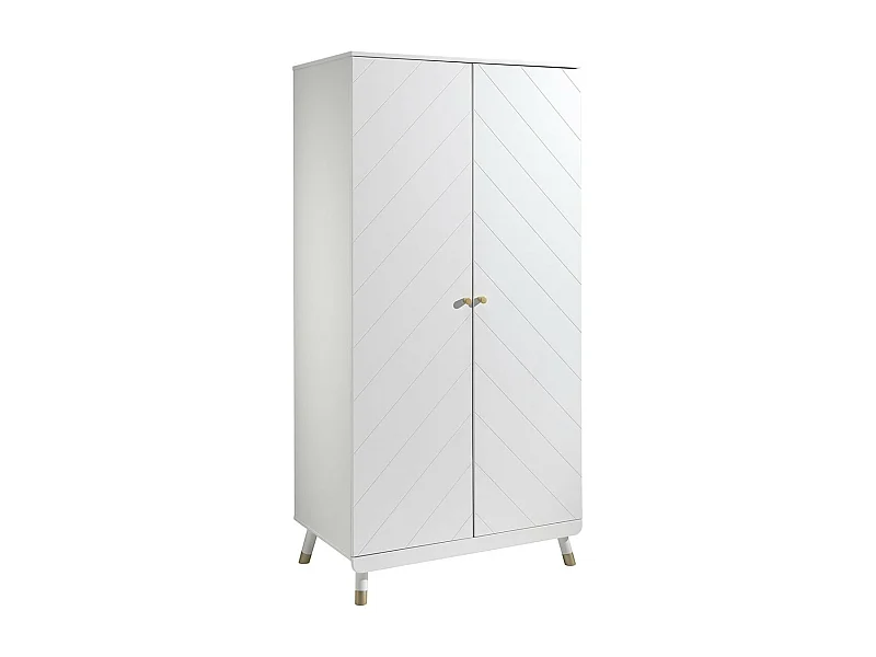 TINY WHITE - Armoire 2 Portes Blanche Motif Graphique