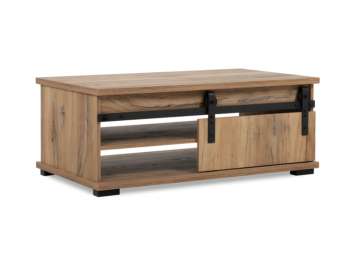 Table Basse avec Porte Coulissante L100 cm - MANZANO