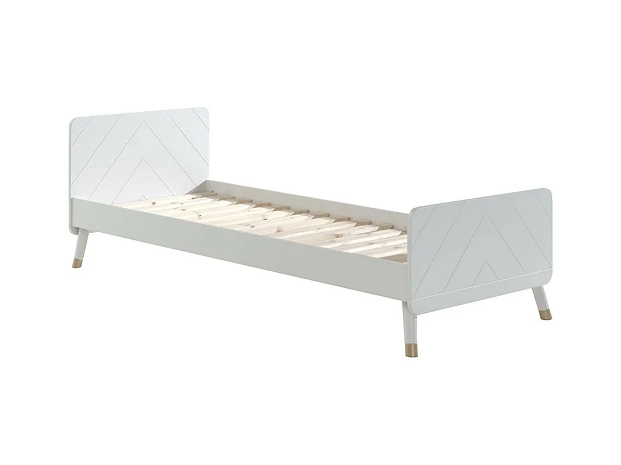 TINY WHITE - Chambre Complète 90x200cm + Armoire 2 Portes