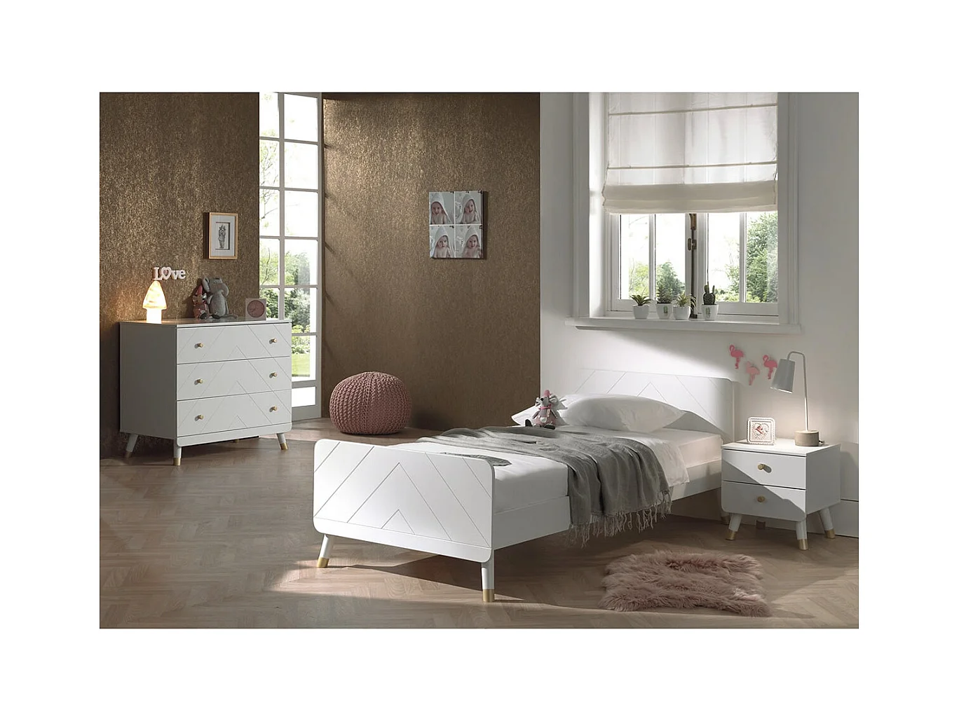 TINY WHITE - Chambre Complète Blanche 90x200cm