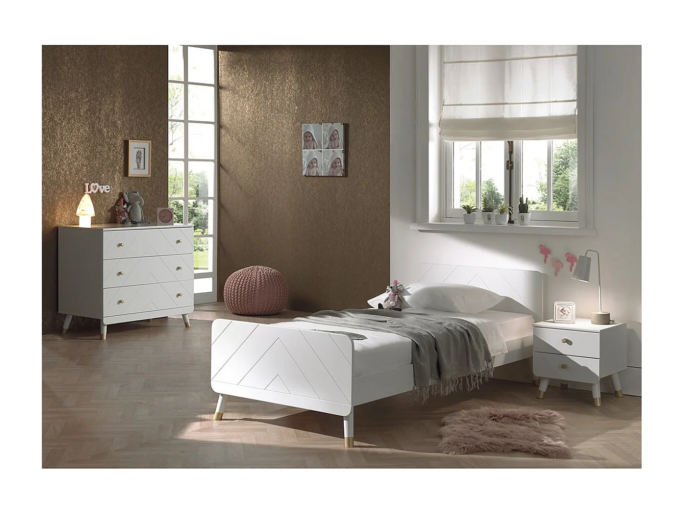 TINY WHITE - Chambre Complète Blanche 90x200cm