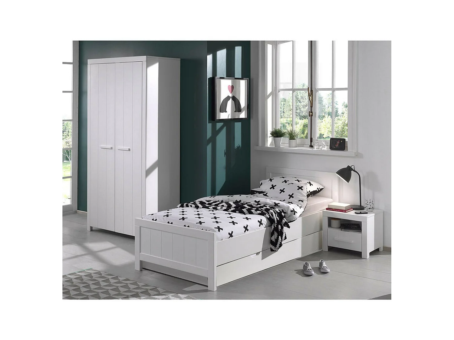 GASTON - Chambre 90x200cm + Armoire 2 Portes