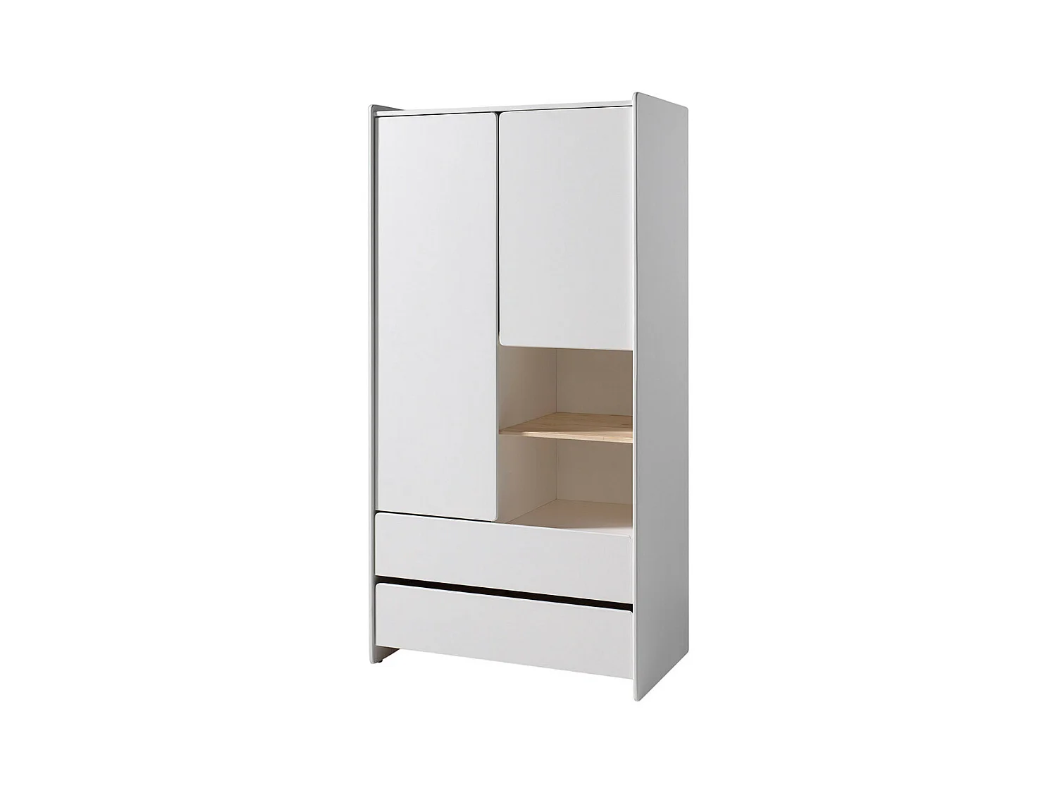 BODHI WHITE - Lit 90x200cm + Chevet + Armoire 2P + Bureau
