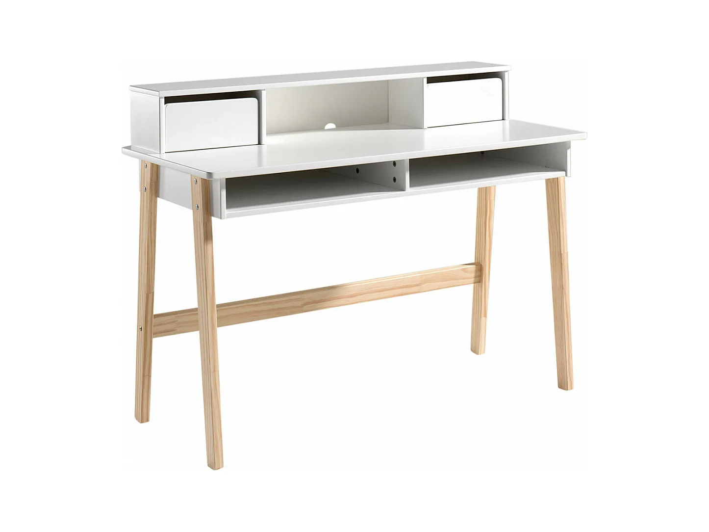 BODHI WHITE - Lit 90x200cm + Chevet + Armoire 2P + Bureau