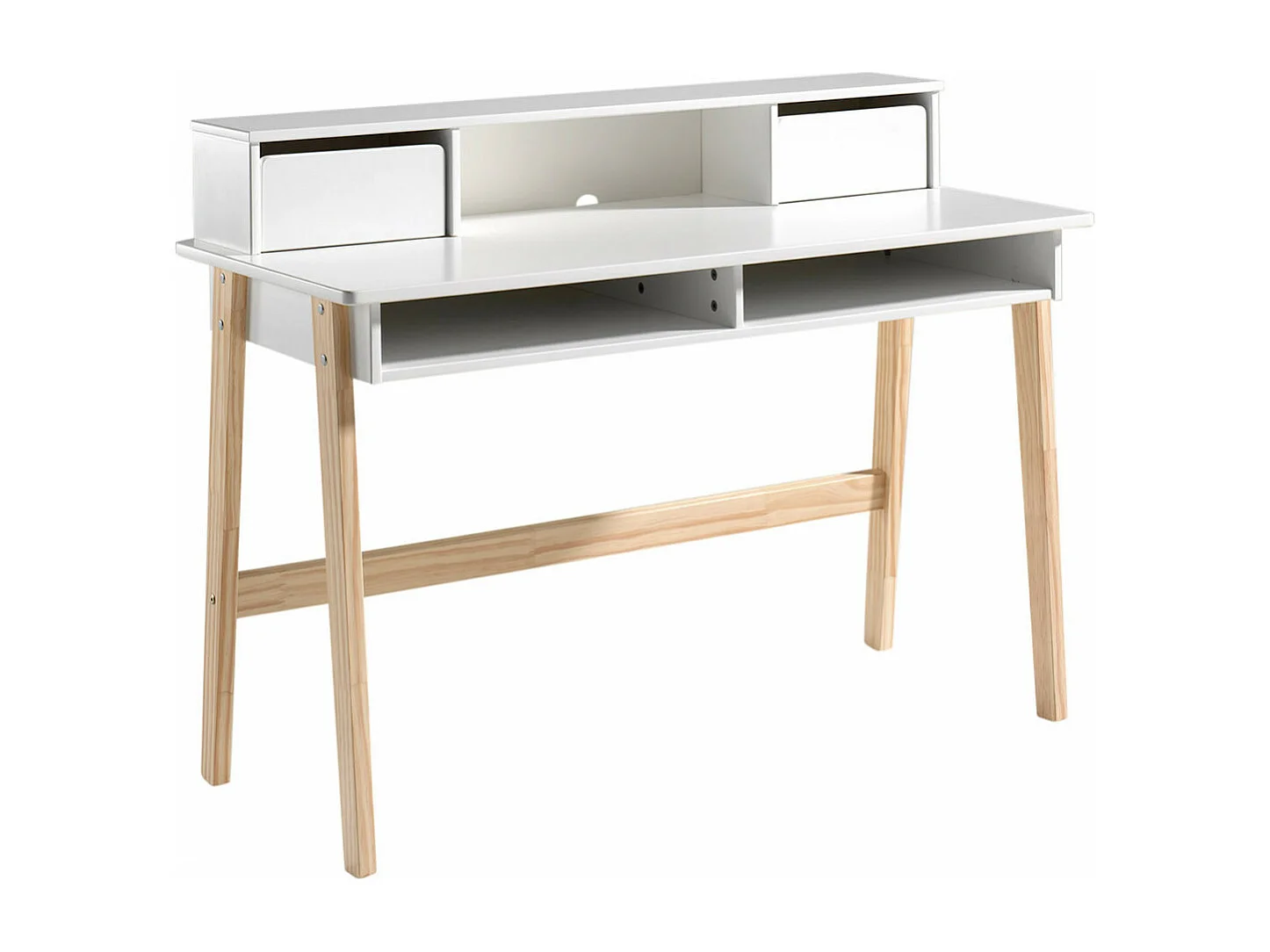 BODHI WHITE - Lit 90x200cm + Chevet + Armoire 2P + Bureau