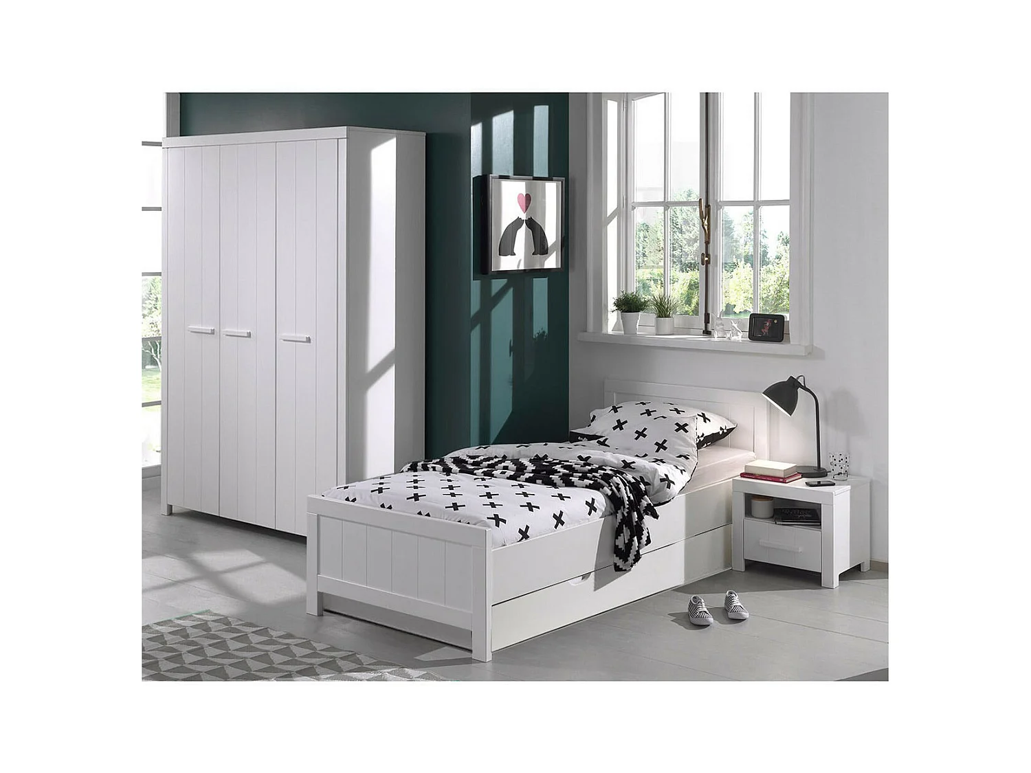 GASTON - Chambre 90x200cm + Armoire 3 Portes
