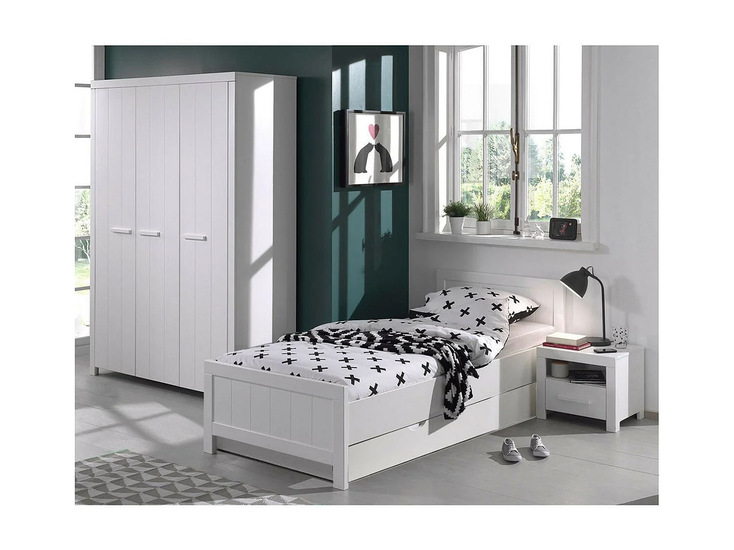 GASTON - Chambre 90x200cm + Armoire 3 Portes