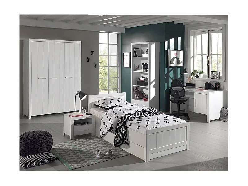 GASTON - Chambre 90x200cm + Armoire 3P + Pack Bureau