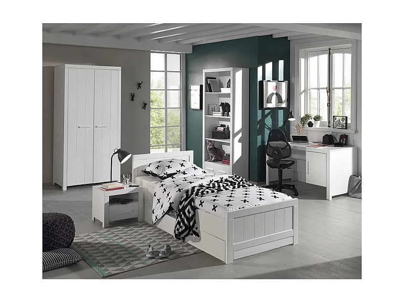 GASTON - Chambre 90x200cm + Armoire 2P + Pack Bureau