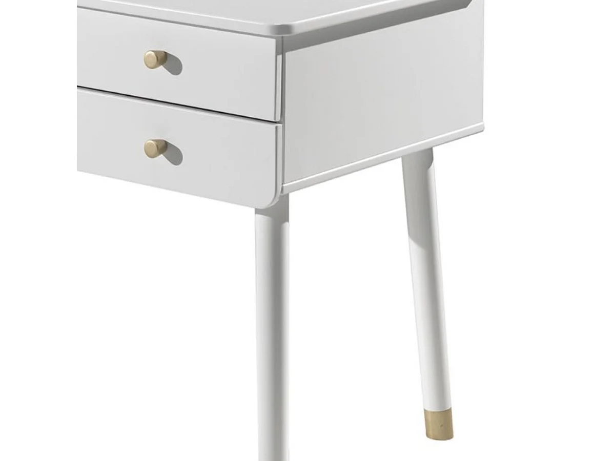 TINY WHITE - Bureau 2 Tiroirs Blanc et Gold